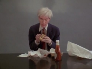 andy warhol eating a hamburger