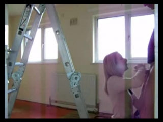 beautiful teenage blonde screaming fucking stand by ladder from behind